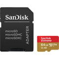 SanDisk Extreme Card de Memorie MicroSDXC 64GB A2 C10 V30 UHS-I U3 + Adaptor SD + 1 An RescuePRO Deluxe