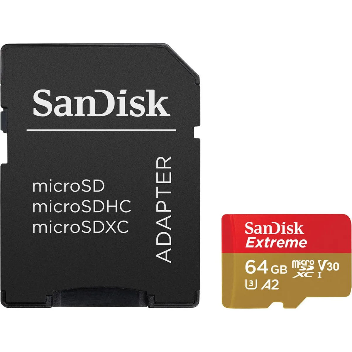 SanDisk Extreme Card de Memorie MicroSDXC 64GB A2 C10 V30 UHS-I U3 + Adaptor SD + 1 An RescuePRO Deluxe